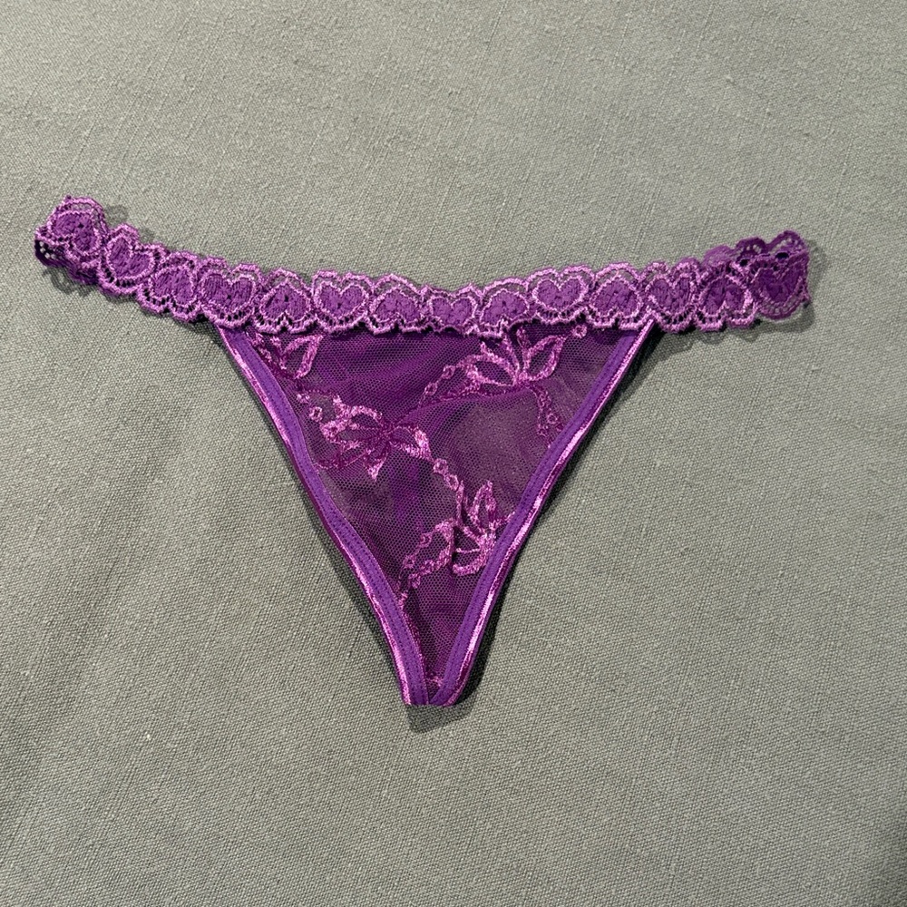 Purple Lace Thong with Crystal accent.